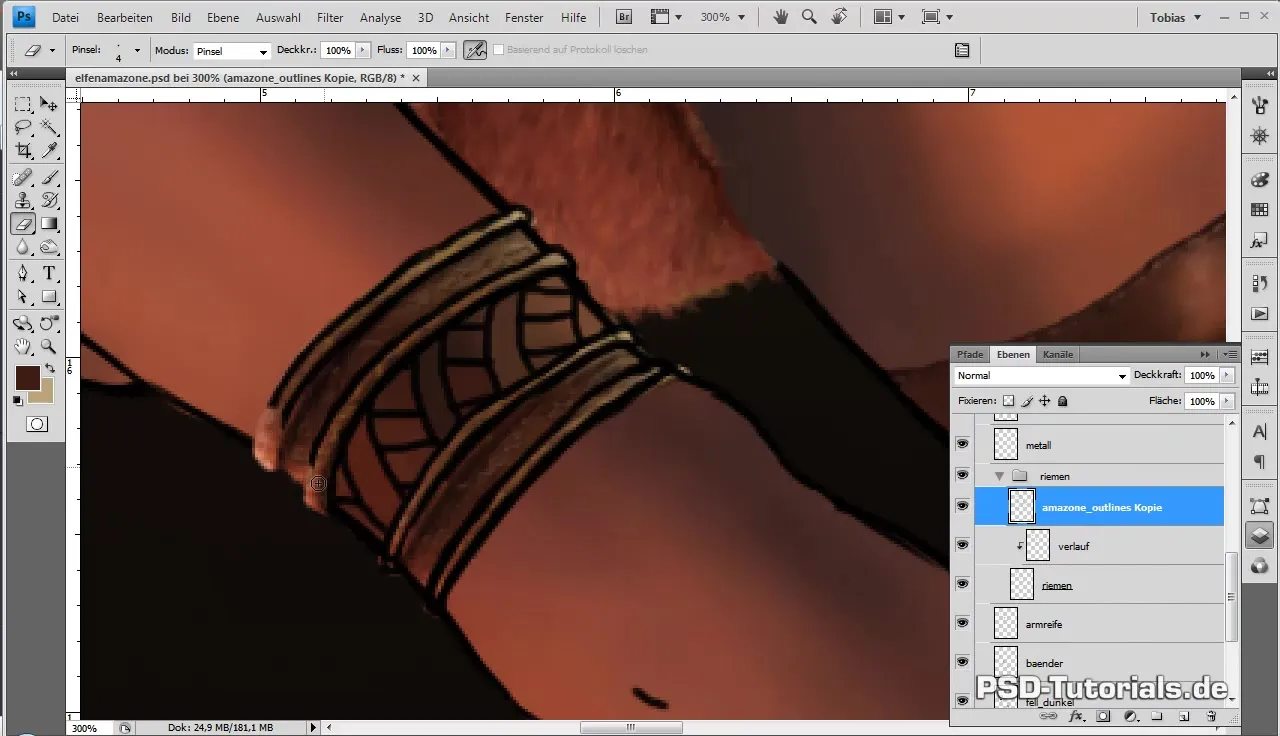 Digital Painting dell'elfa amazzone con cinturini e arco
