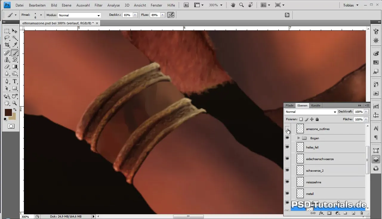 Digital Painting dell'elfa amazzone con cinghie e arco