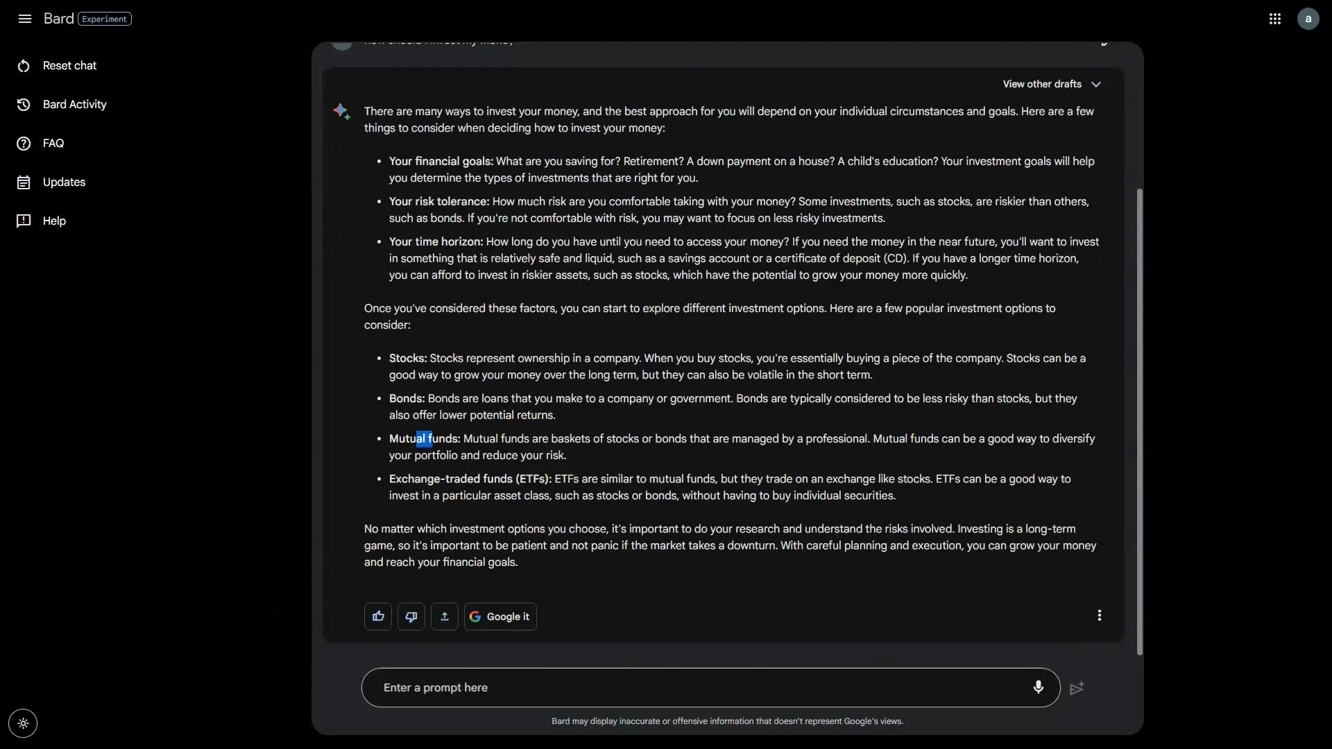 Crear el perfecto comando para Google Bard