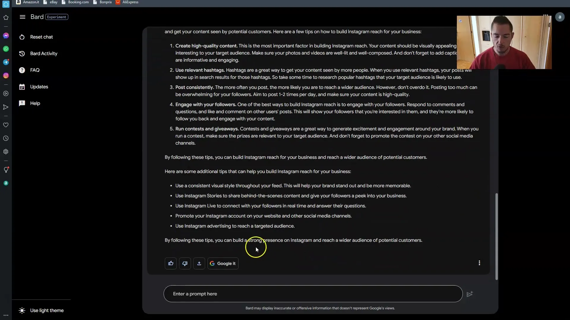 Utilizzo efficace di Google Bard attraverso prompt strutturati