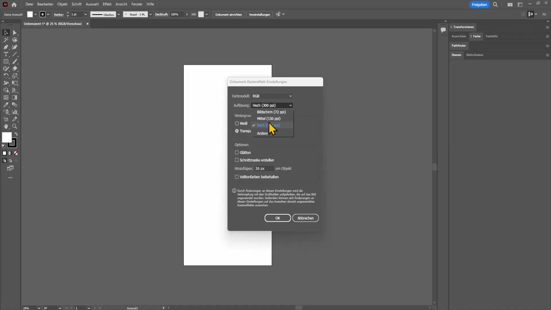 Cambiar el tamaño y la resolución (ppp) de manera efectiva en Adobe Illustrator
