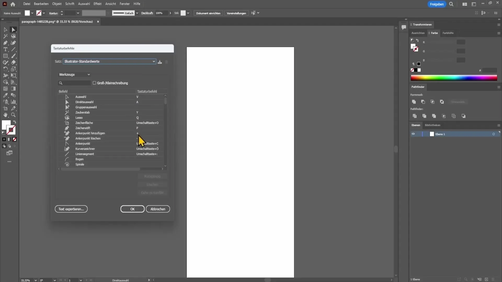 Lucru eficient în Adobe Illustrator - personalizarea comenzilor rapide