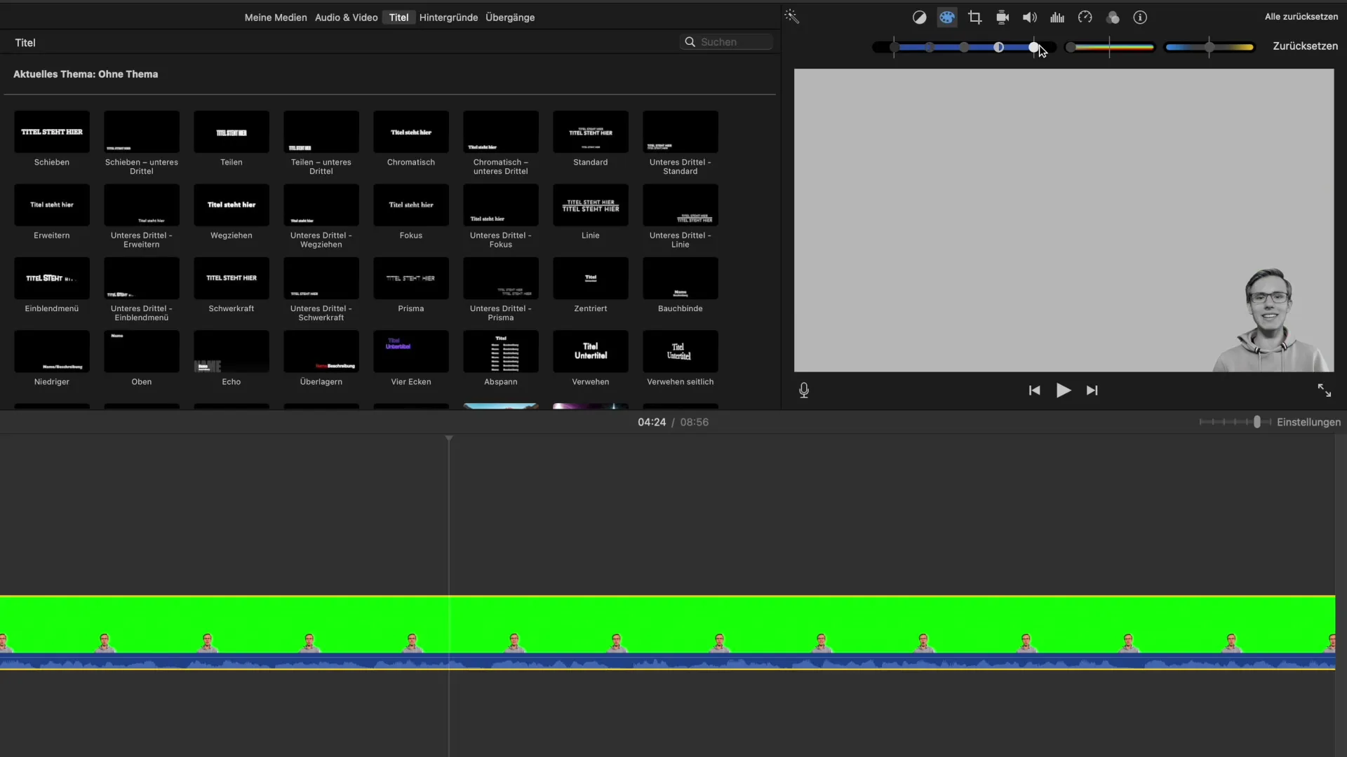 Corrección de color en iMovie simplemente implementar
