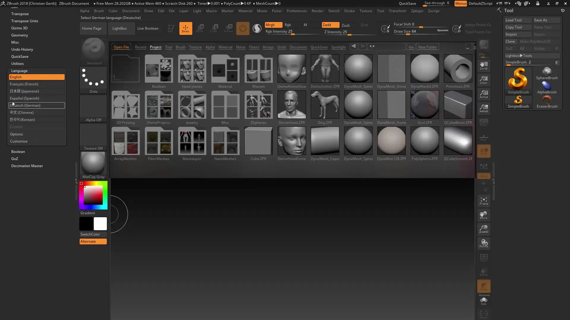 Personalizar la interfaz de usuario de ZBrush 2018 para un trabajo eficiente