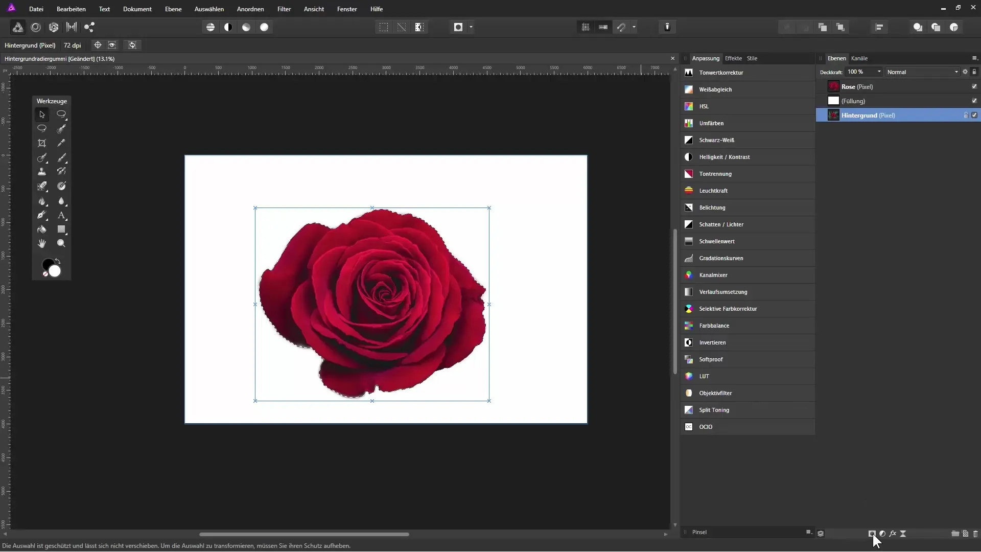Effektives Freistellen mit dem Hintergrundradiergummi in Affinity Photo