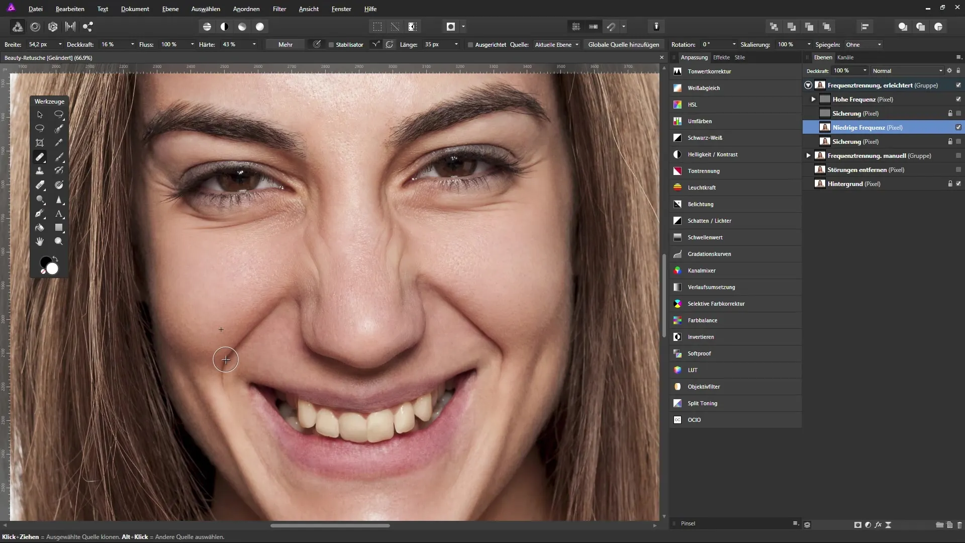 Rimpels verzachten in Affinity Photo effectief toepassen