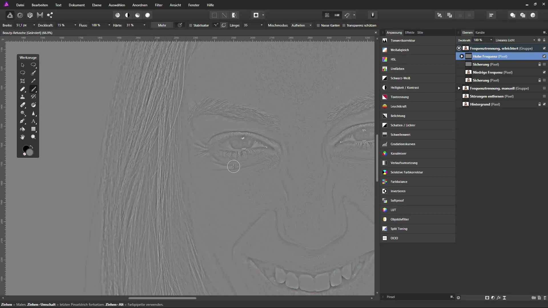 Rimpels verminderen in Affinity Photo effectief toepassen