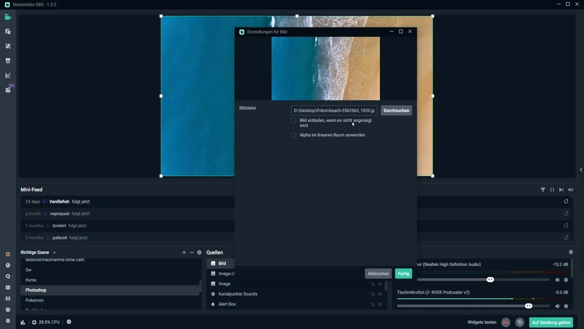 Streamlabs OBS에서 이미지를 삽입하고 조정하기