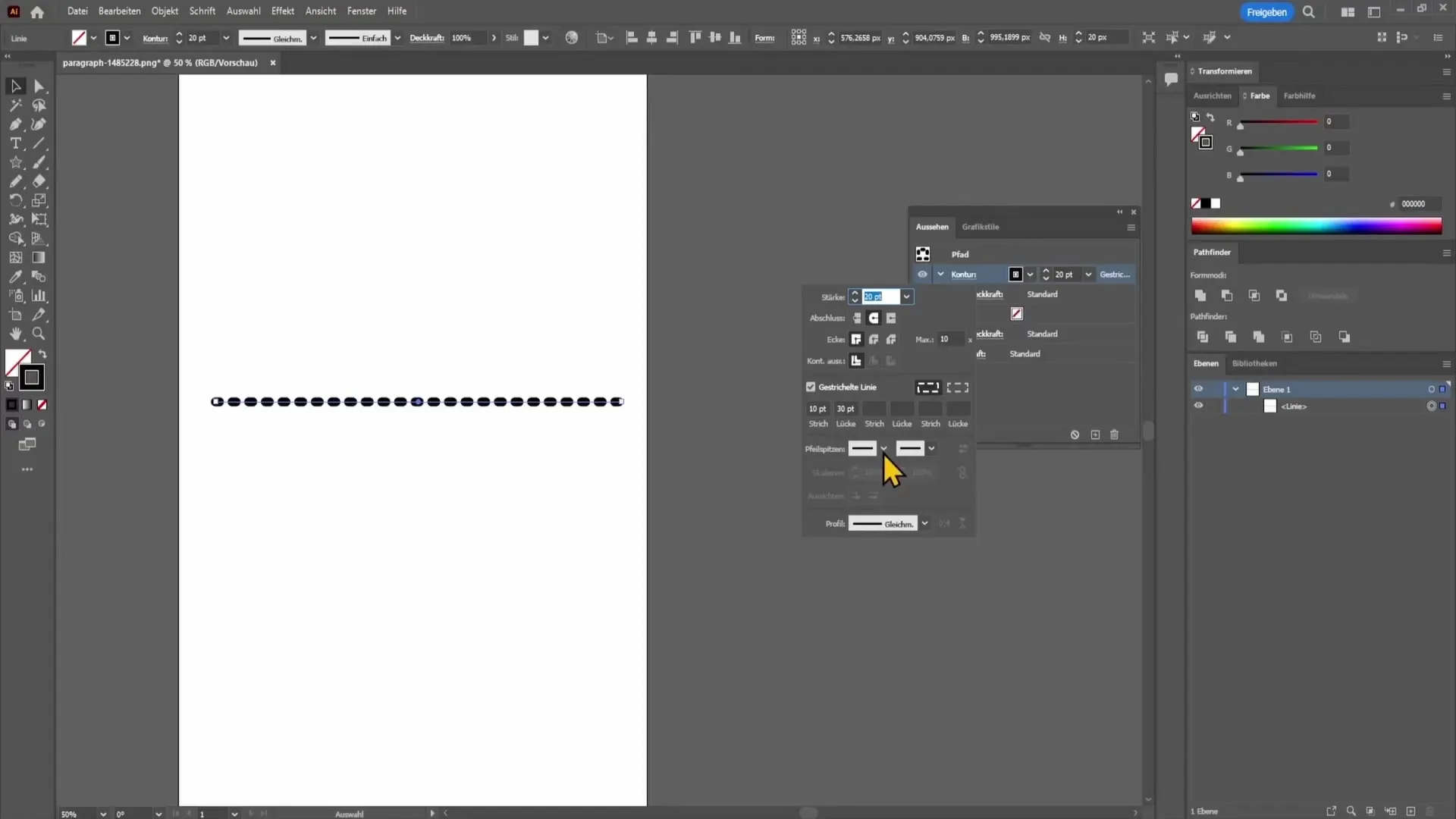 Pārtraukto un punktoto līniju izveide programmā Adobe Illustrator Pārtraukto un punktoto līniju izveide programmā Adobe Illustrator