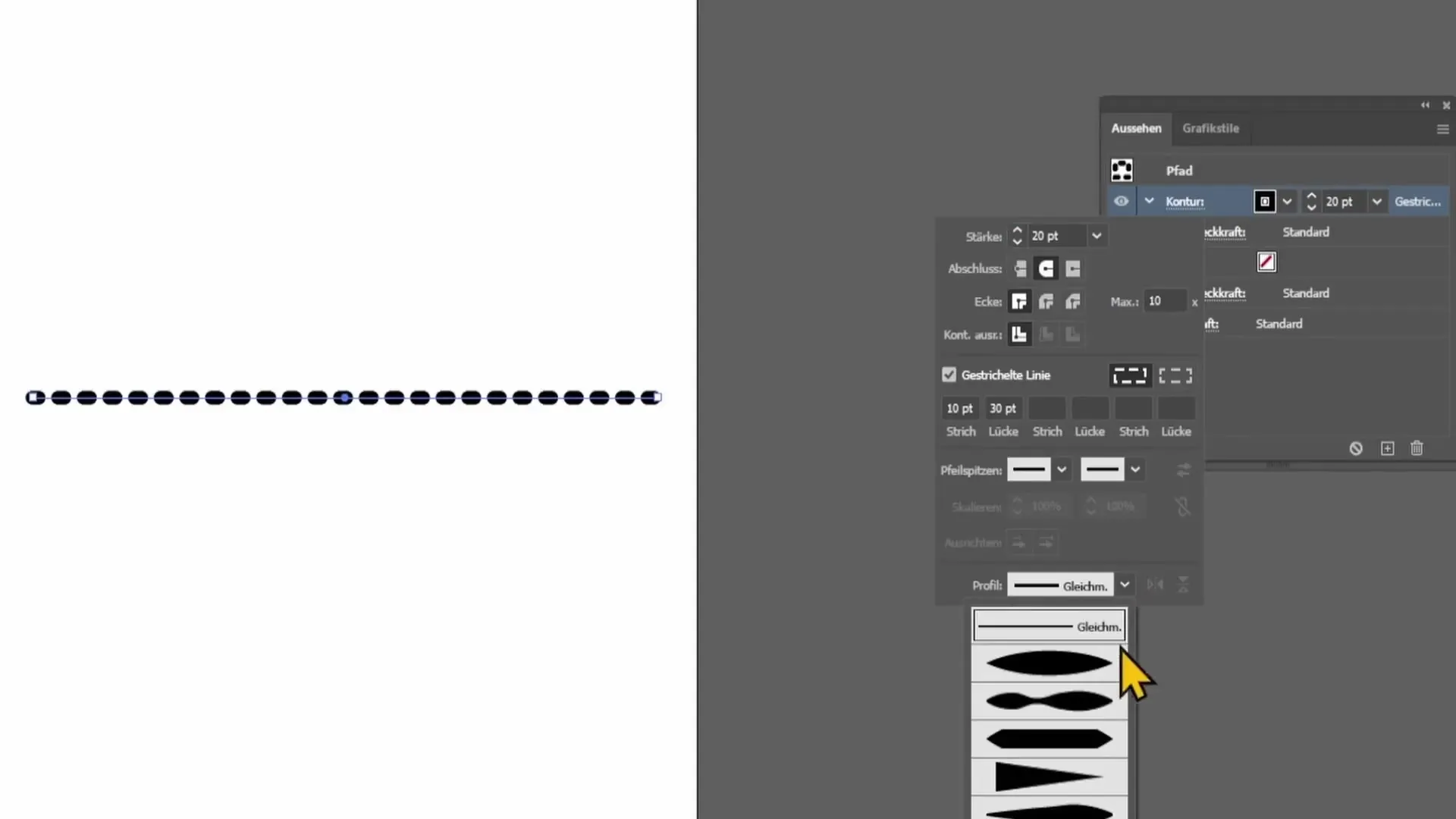 Pārtraukto un punktoto līniju izveide programmā Adobe Illustrator Pārtraukto un punktoto līniju izveide programmā Adobe Illustrator
