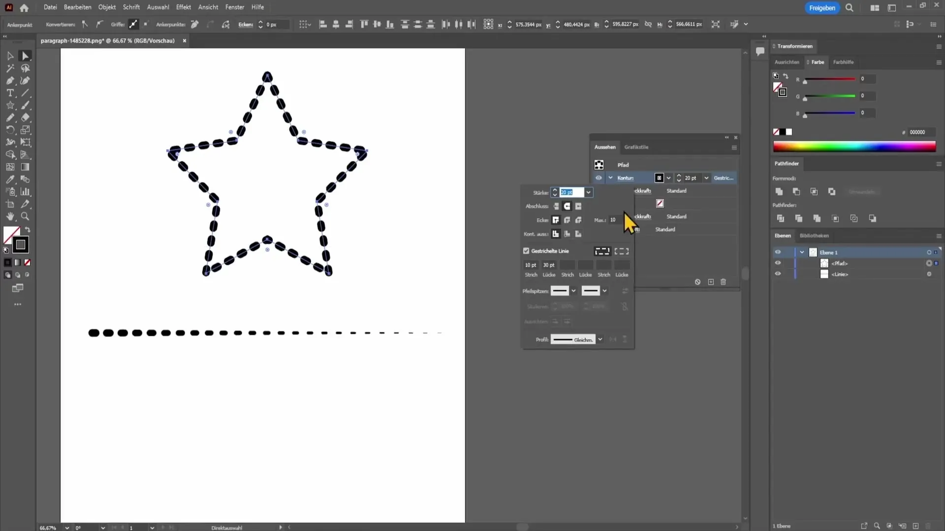 Pārtraukto un punktoto līniju izveide programmā Adobe Illustrator Pārtraukto un punktoto līniju izveide programmā Adobe Illustrator