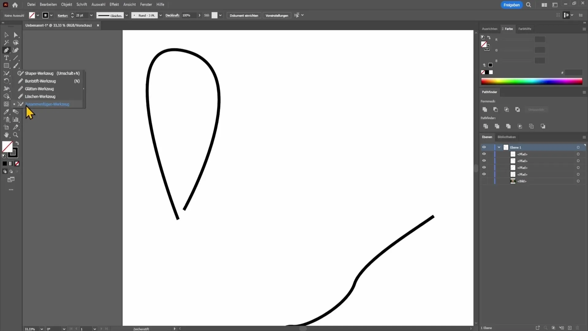 Cómo unes líneas de forma efectiva en Adobe Illustrator