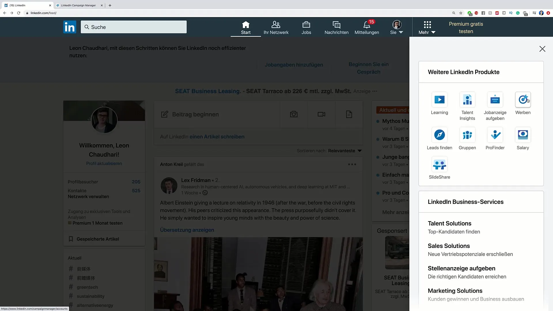 Nastavit účet pro inzerce na LinkedIn a definovat cíle kampaně