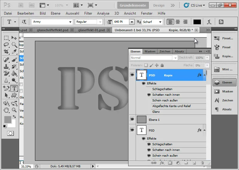 Lag en glass-effekt for typografi og layout