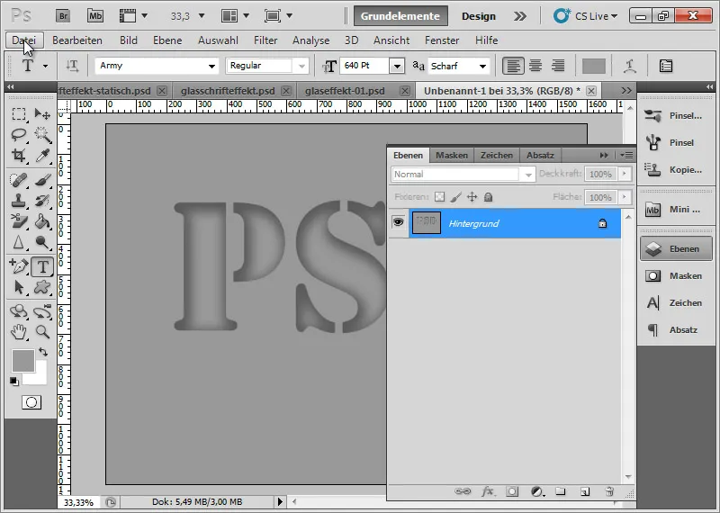 Opprett glass-effekt for typografi og layout