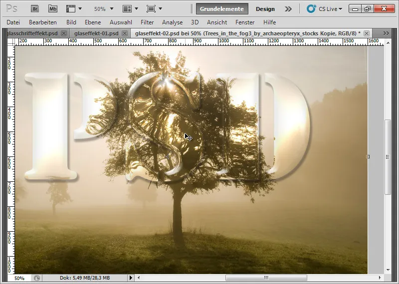 Lag en glass-effekt for typografi og layout