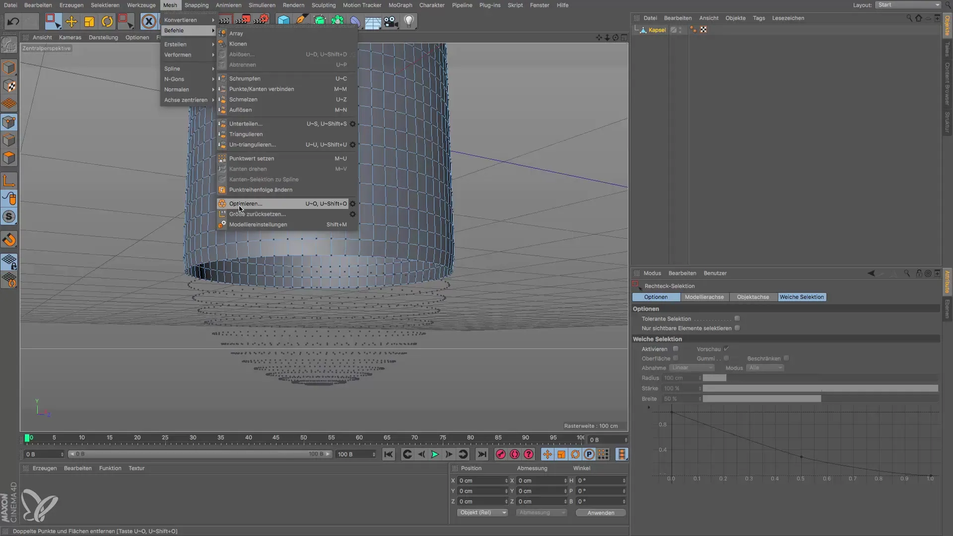Polygonal selections and optimizations in Cinema 4D
