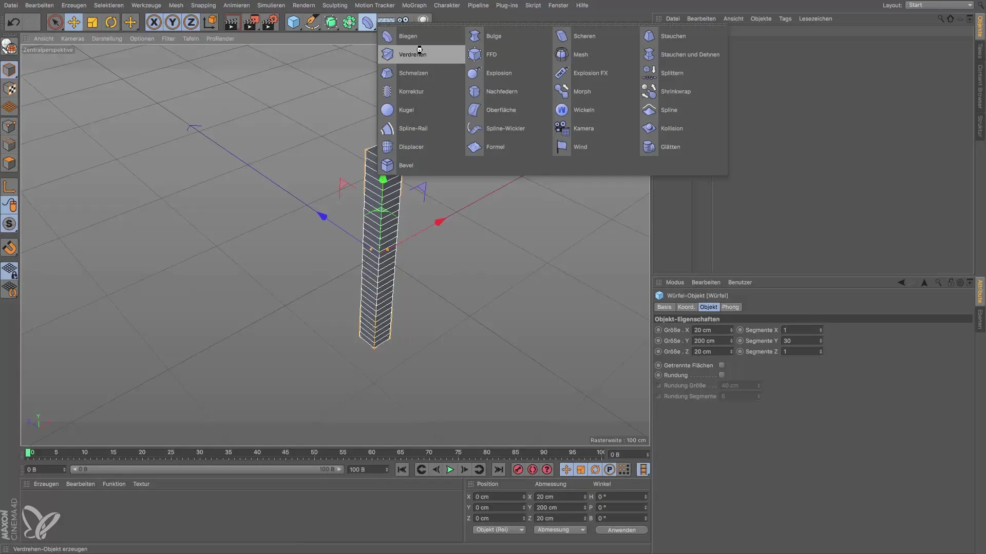 Effectively use Bend and Twist deformer in Cinema 4D