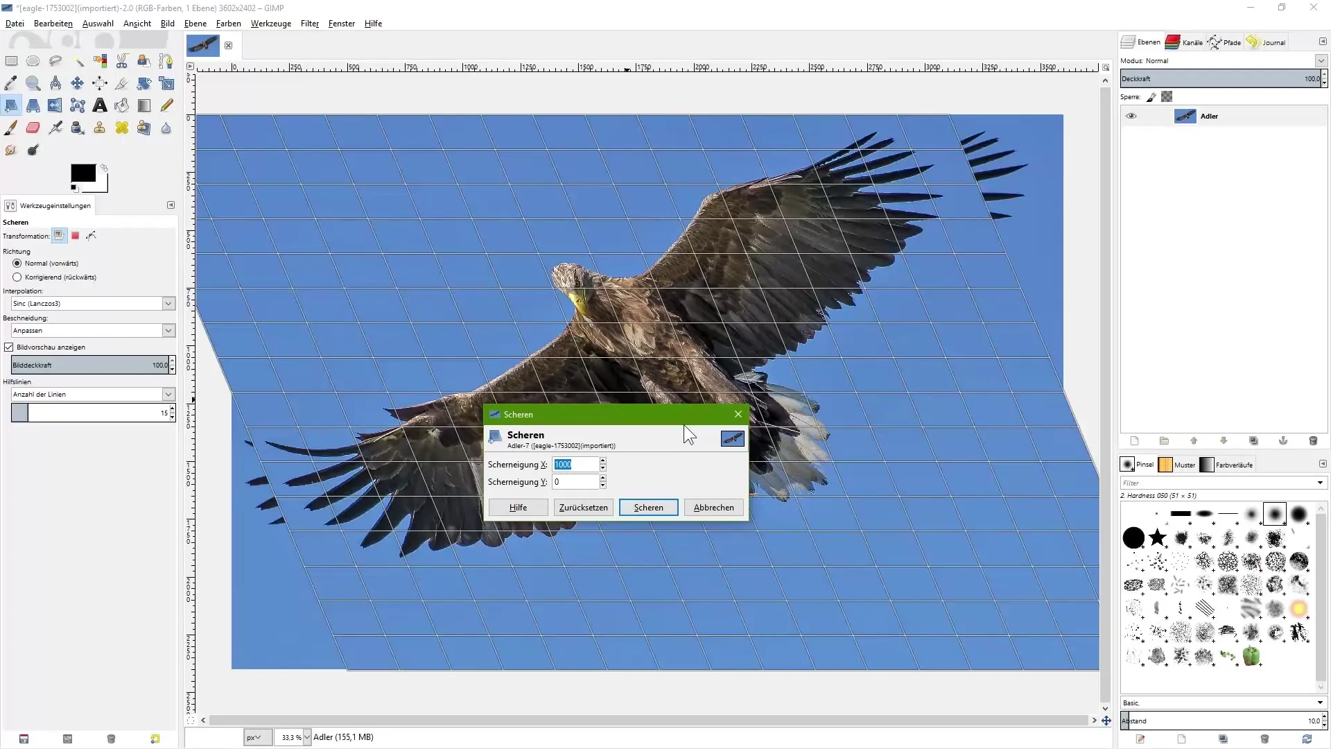 Strumento di taglio in GIMP – Piegare le immagini in modo efficace