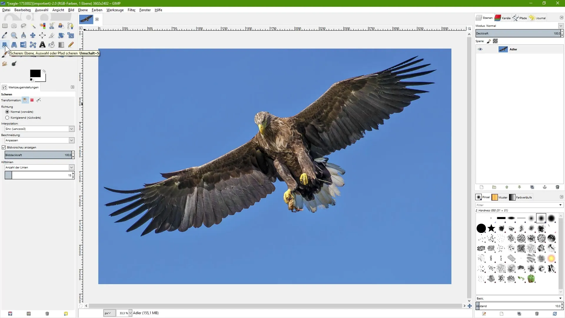 Strumento di taglio in GIMP – Immagini efficacemente inclinare