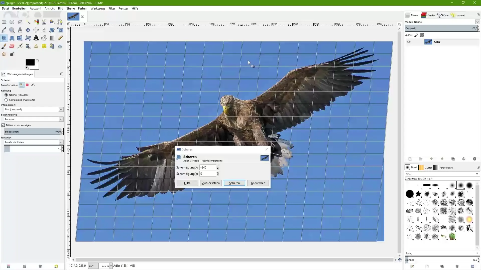 Strumento di taglio in GIMP – Immagini inclinare in modo efficace
