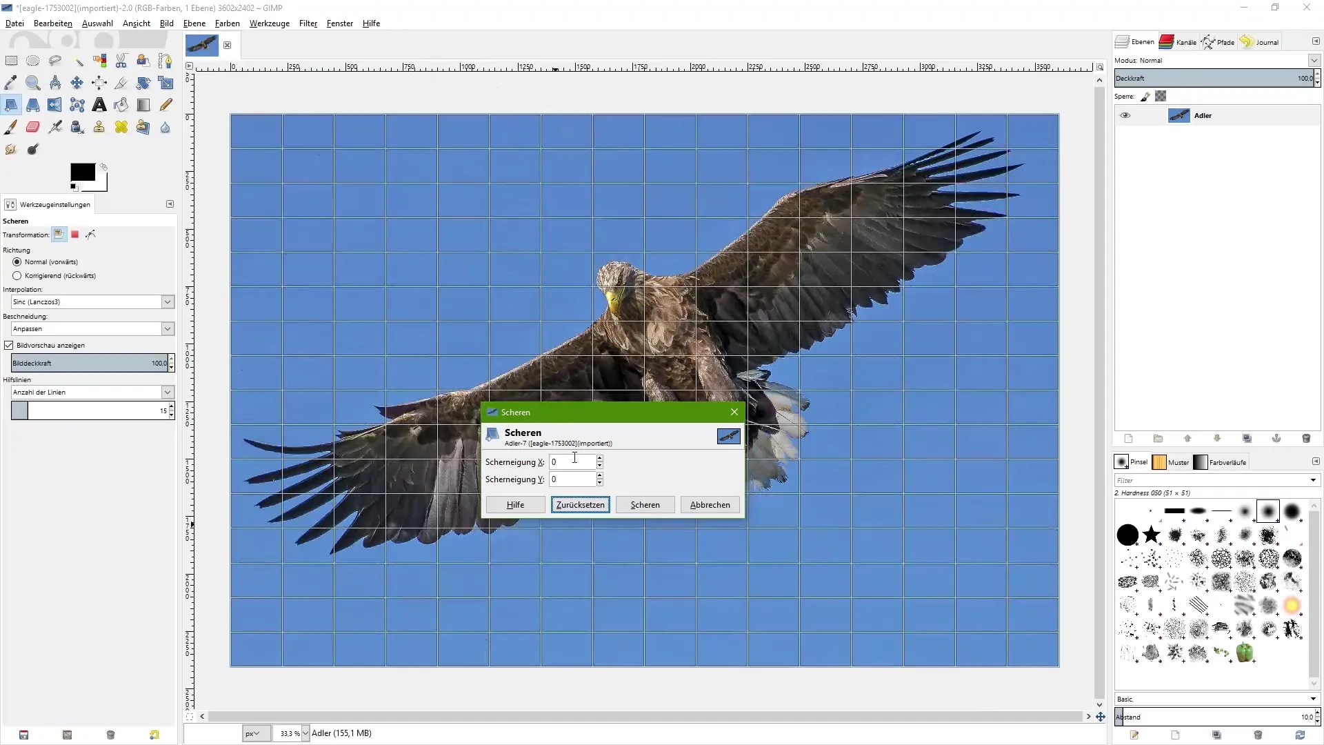 Strumento di taglio in GIMP – Immagini efficacemente inclinare