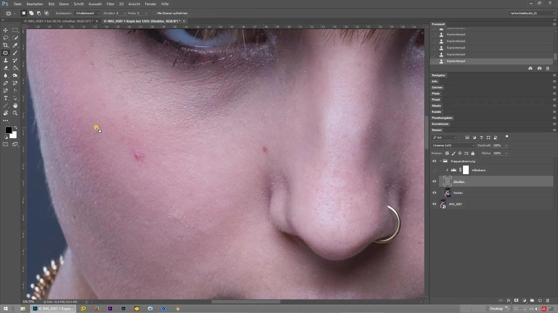 Efficiënte tools voor frequentiescheiding in Photoshop