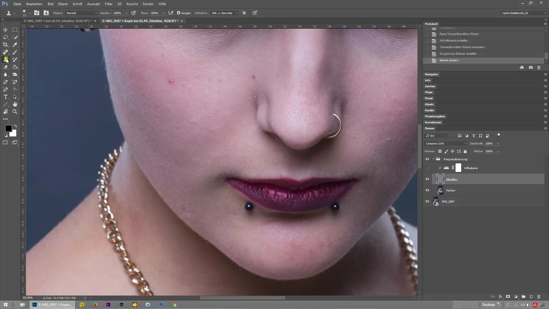 Efficiënte tools voor frequentiescheiding in Photoshop