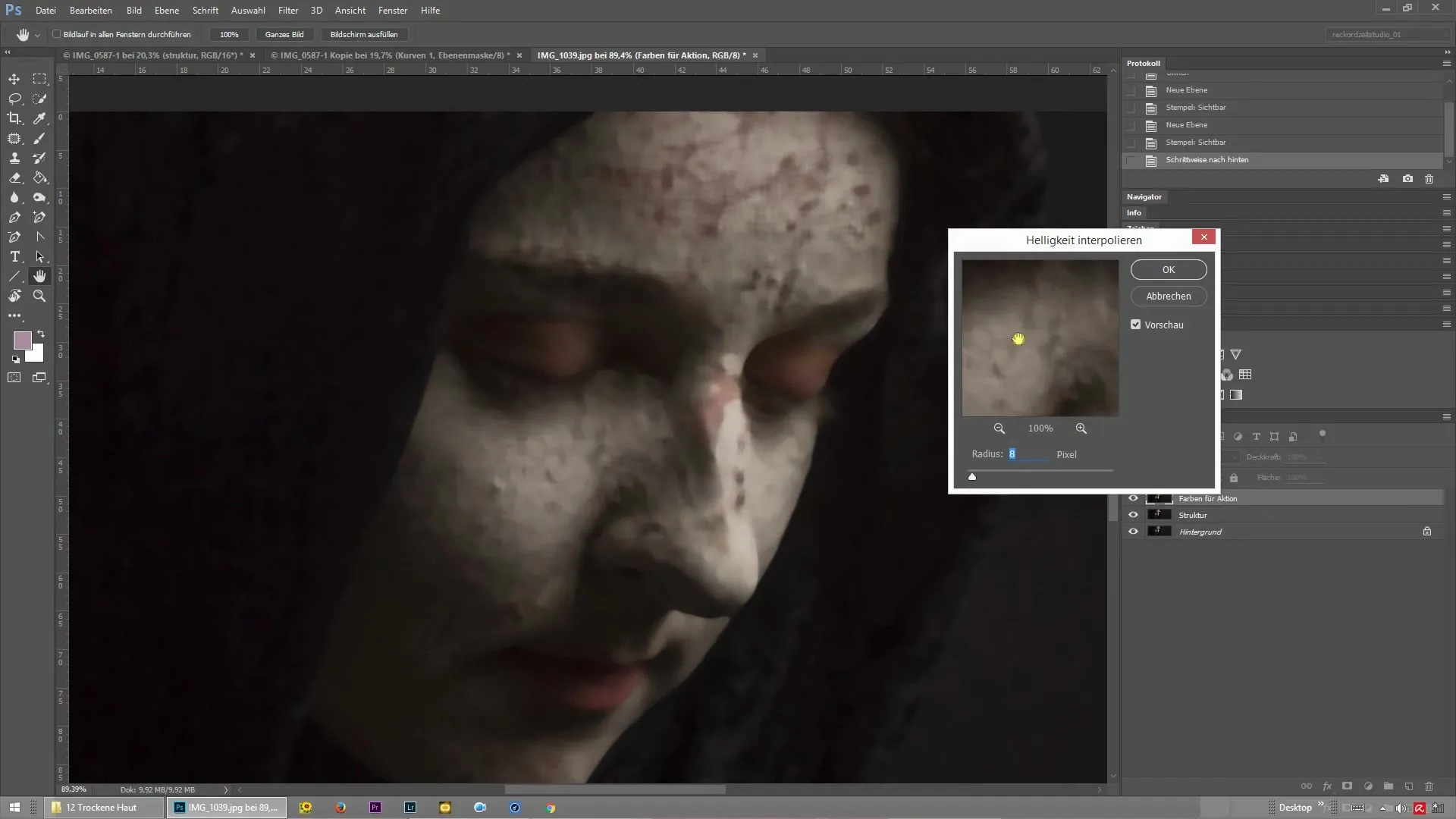 Huidretouchering met frequentiescheiding in Photoshop