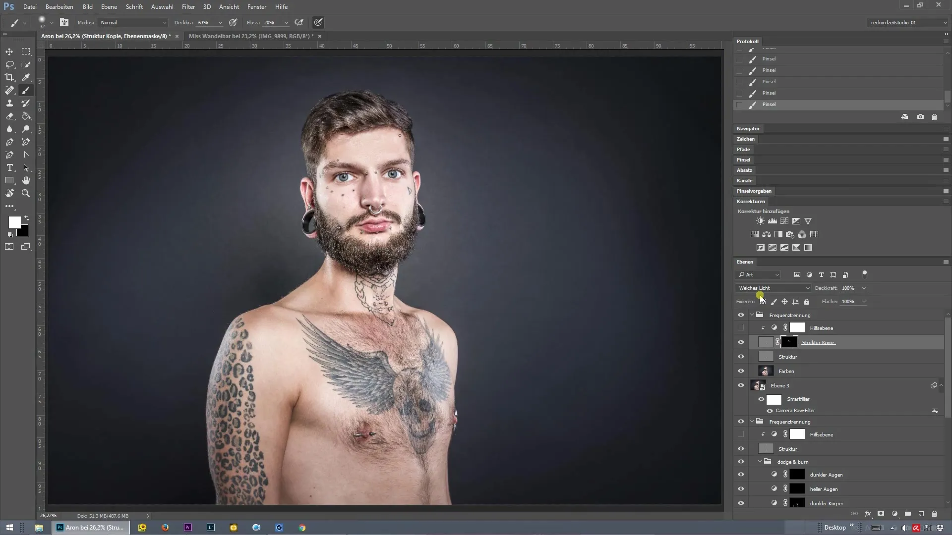 Gestructureerde beeldbewerking met frequentiescheiding in Photoshop