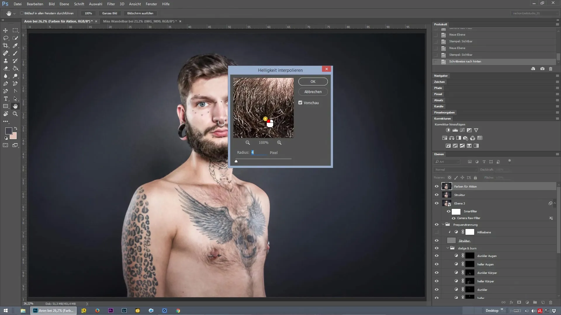 Gestructureerde beeldbewerking met frequentiescheiding in Photoshop