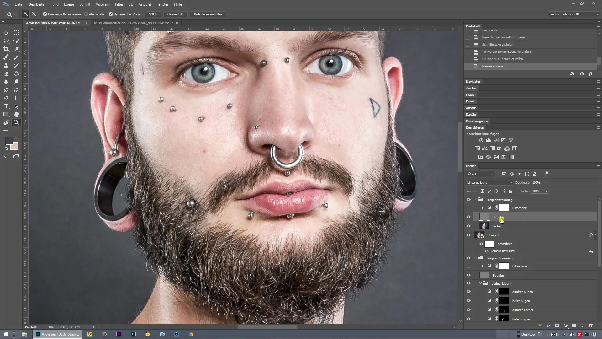 Gestructureerde beeldbewerking met frequentiescheiding in Photoshop