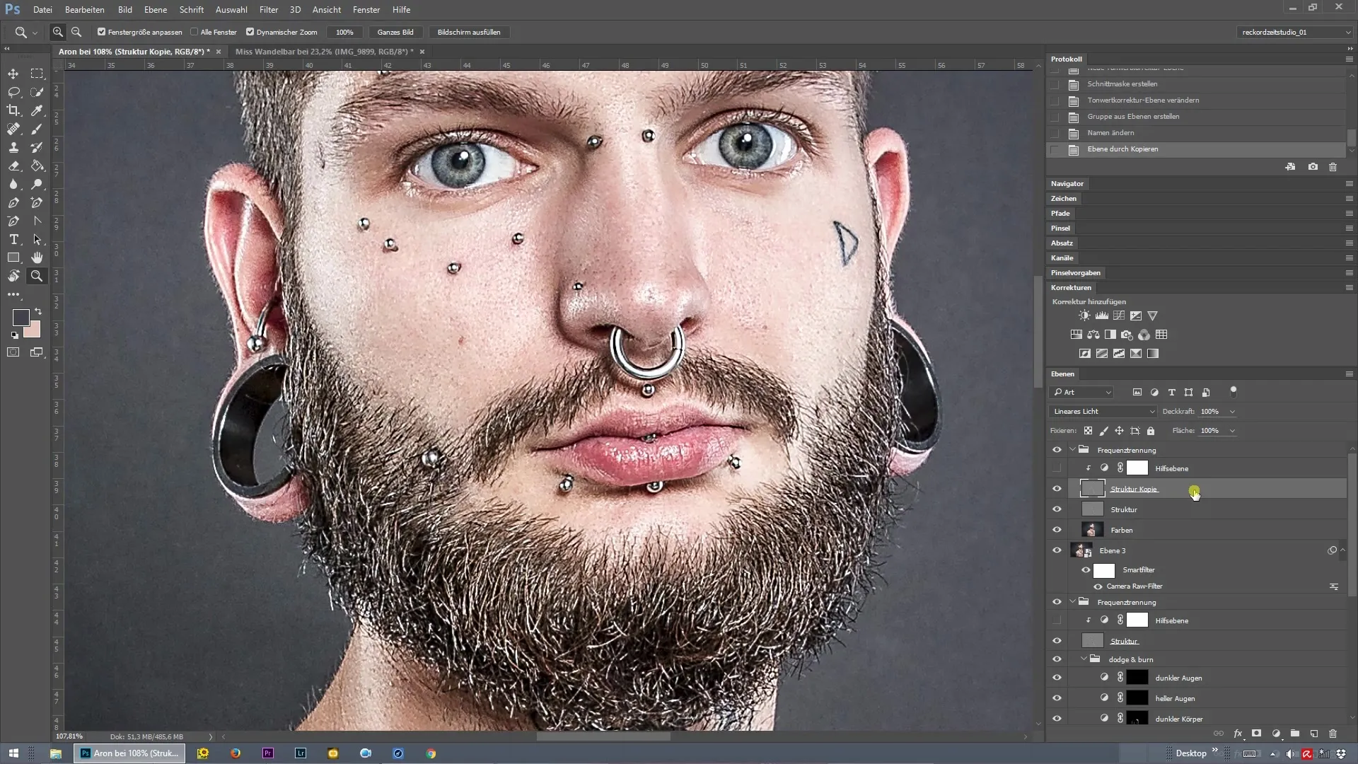 Gestructureerde beeldbewerking met frequentiescheiding in Photoshop