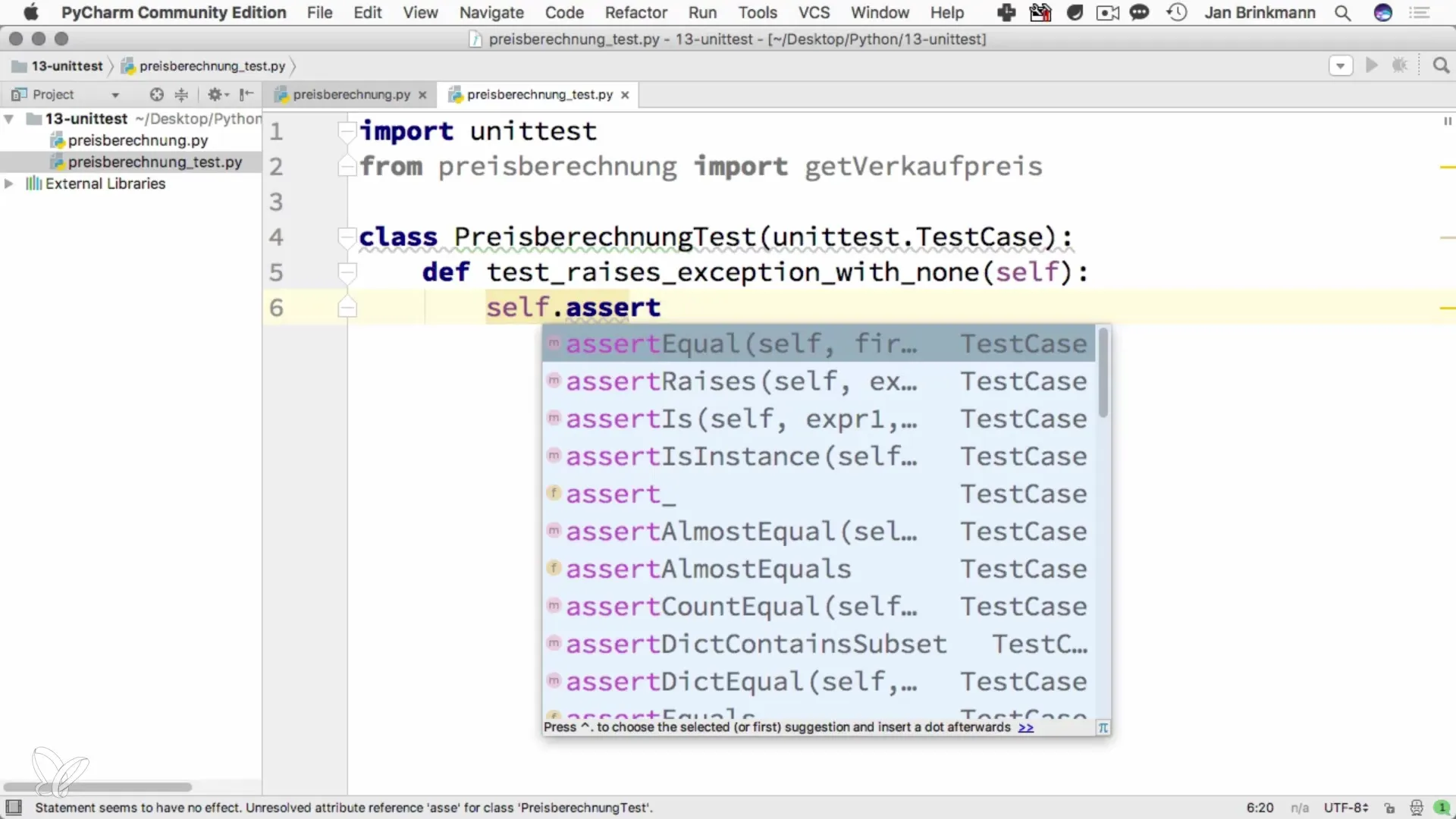 Python Unit-Test grundlæggende: Din opstart