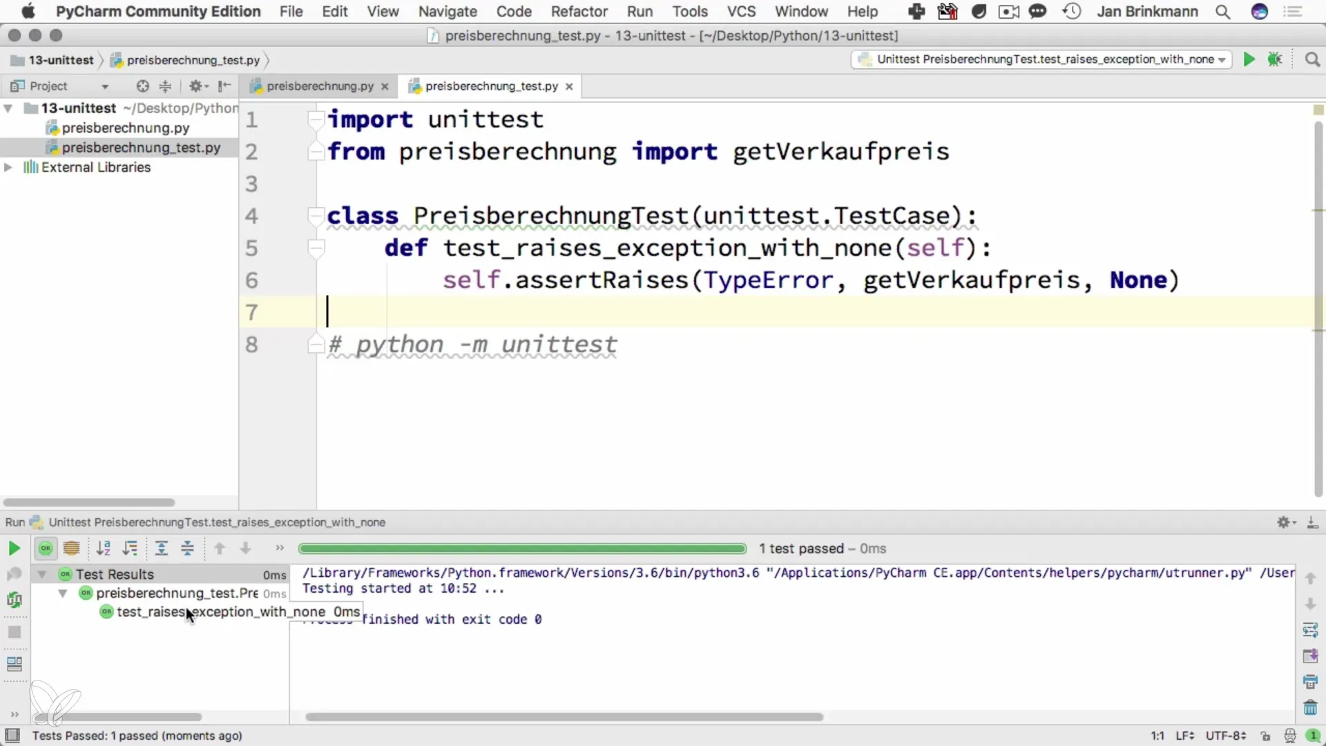 Python Unit-Test grundlæggende: Din indtræden