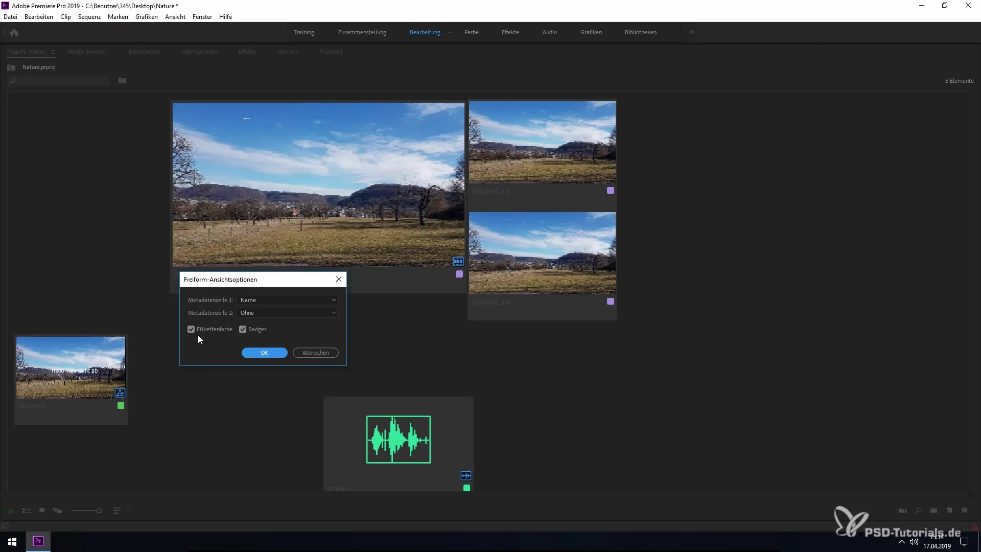 Utilizzare la Freiformansicht in Premiere Pro CC 2019