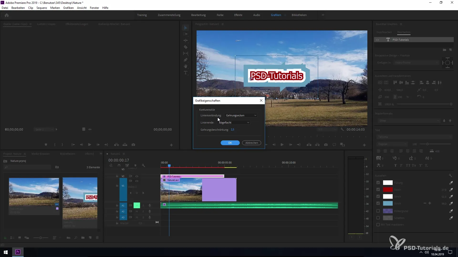 Ajustes de texto en Premiere Pro CC 2019
