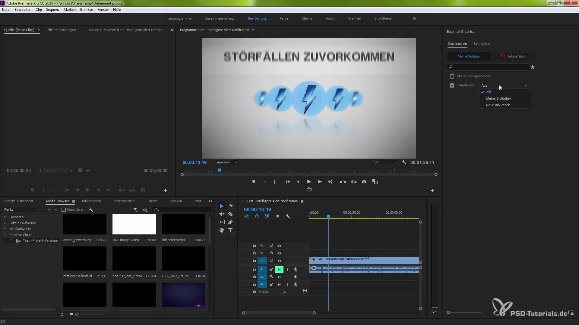Gestire in modo efficiente i modelli di animazione in Premiere Pro CC 2018