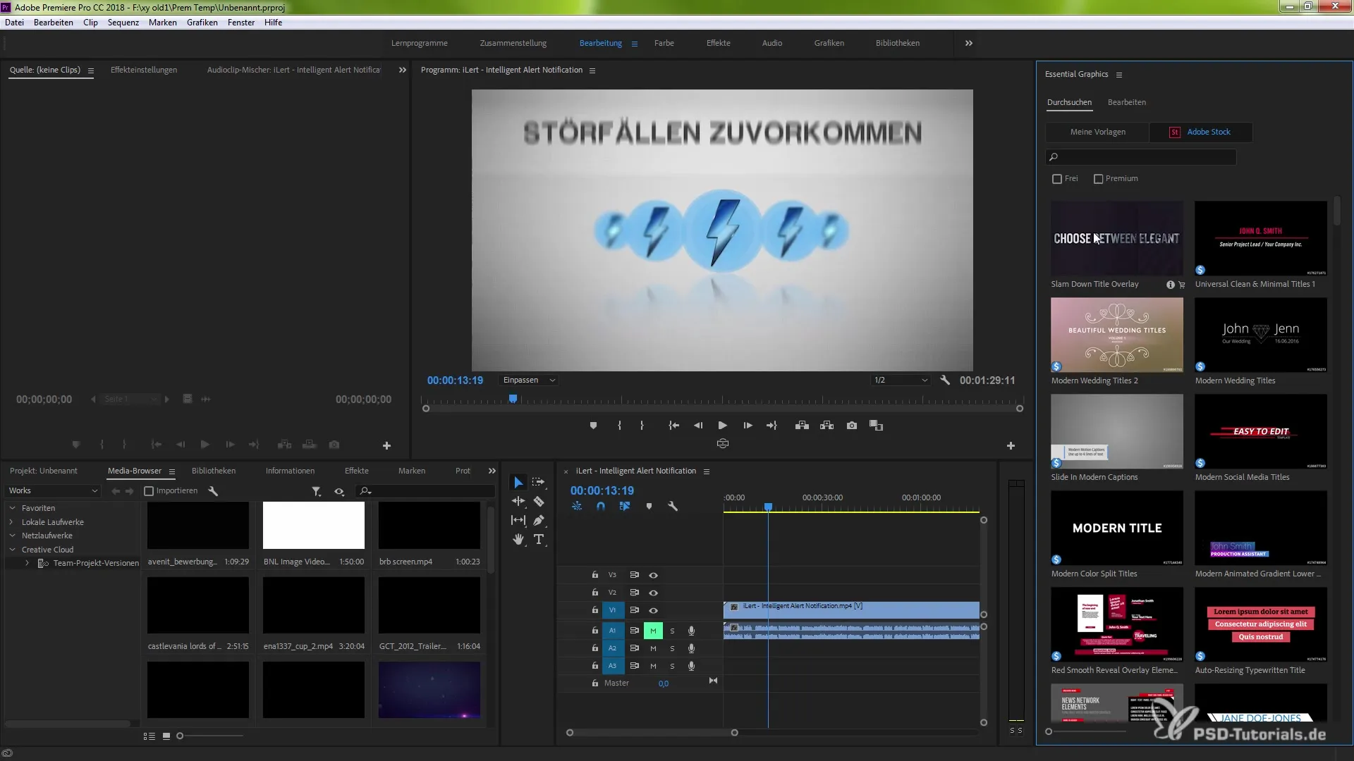 Gestire in modo efficiente i modelli di animazione in Premiere Pro CC 2018