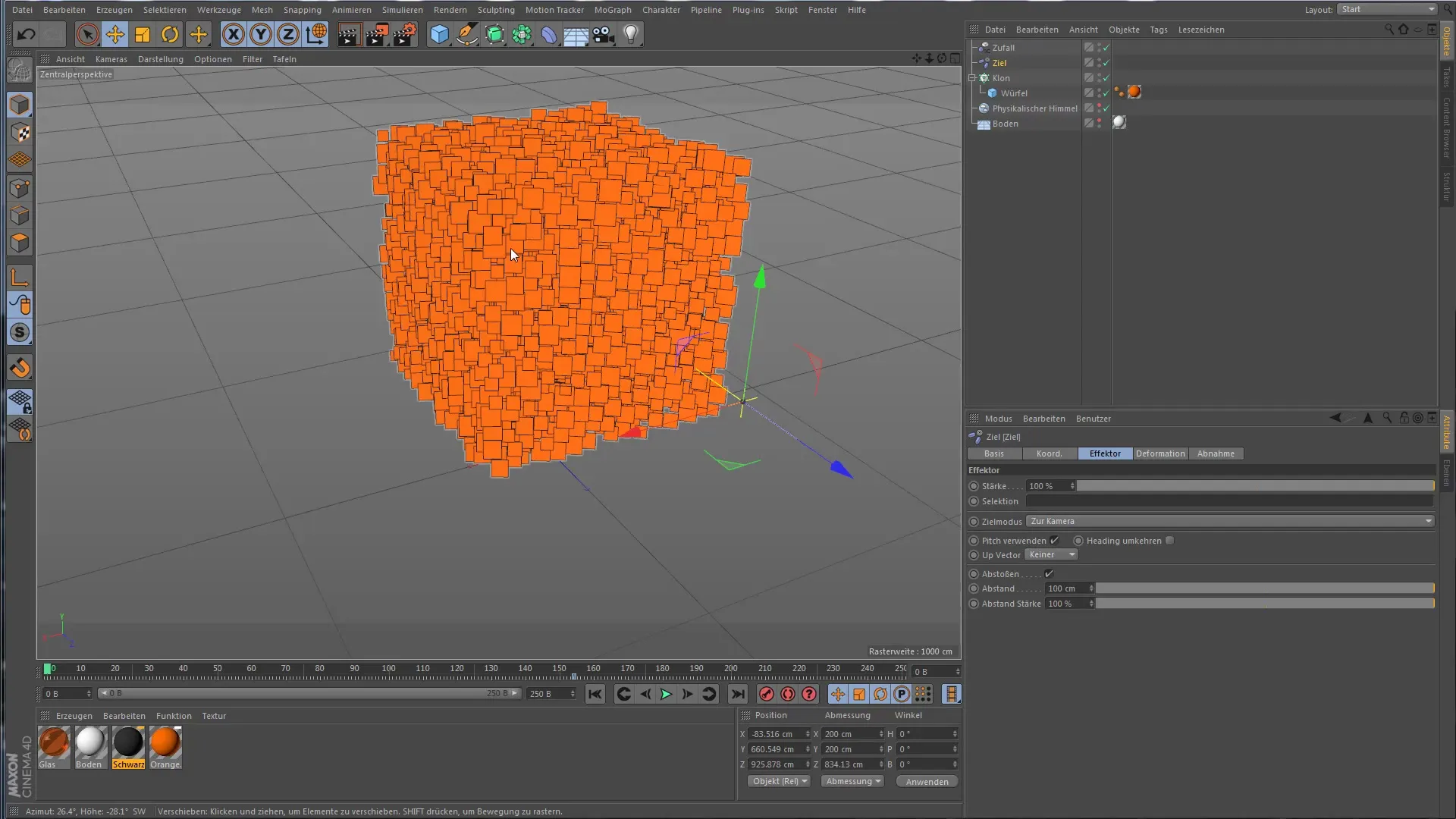 Utilizzare il Ziel-Effektor in Cinema 4D per animazioni creative
