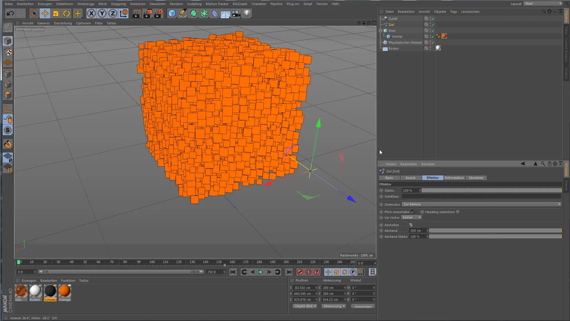 Utilizzare l'effettore di obiettivo in Cinema 4D per animazioni creative