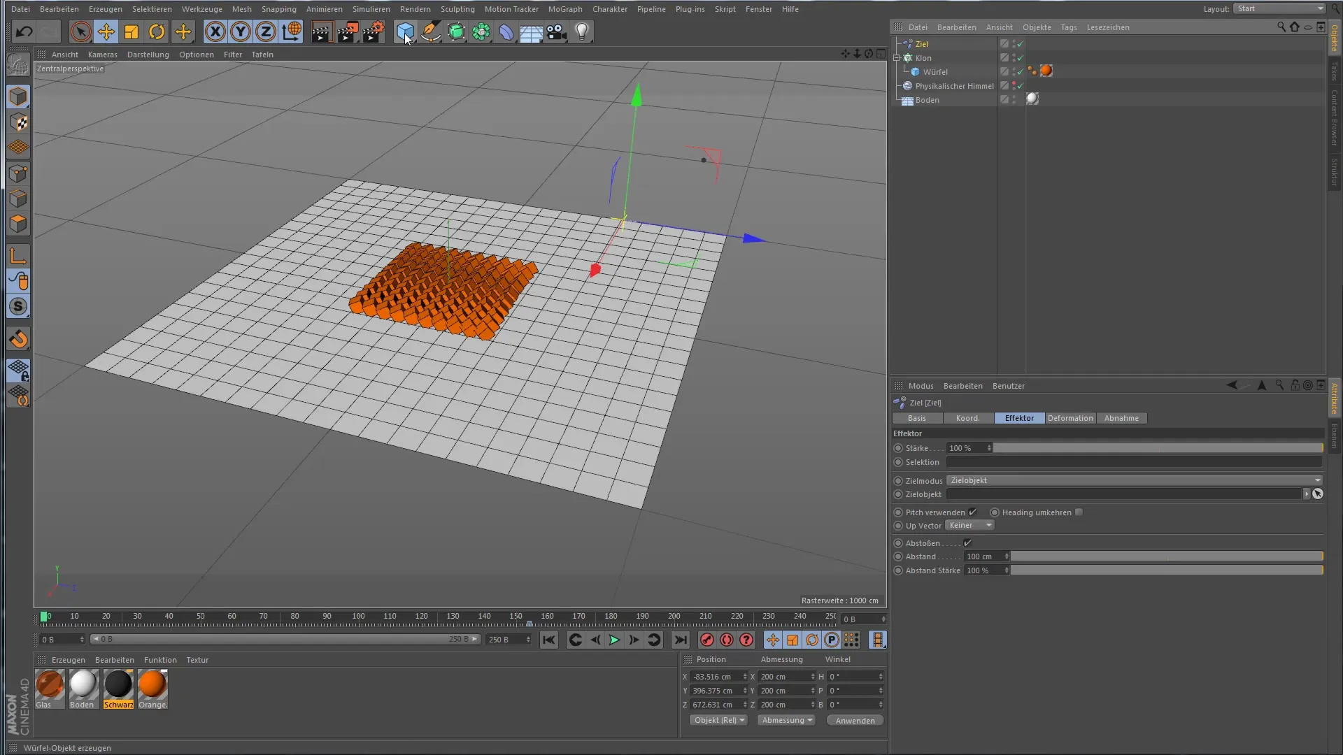 Utilizzare il Ziel-Effektor in Cinema 4D per animazioni creative