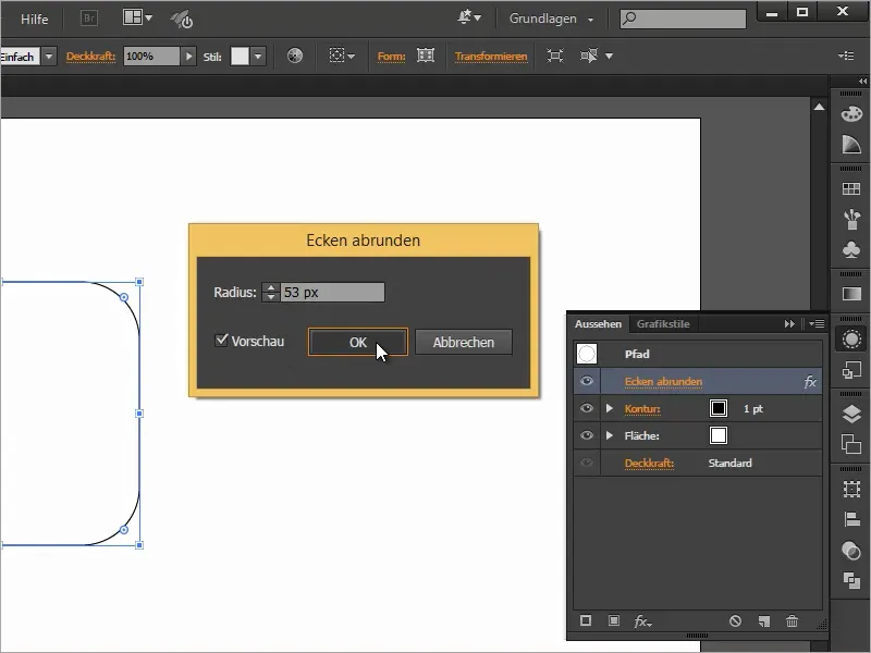Patarimai ir gudrybės Adobe Illustrator programai: apačioje apvalios kampai - trys galimybės