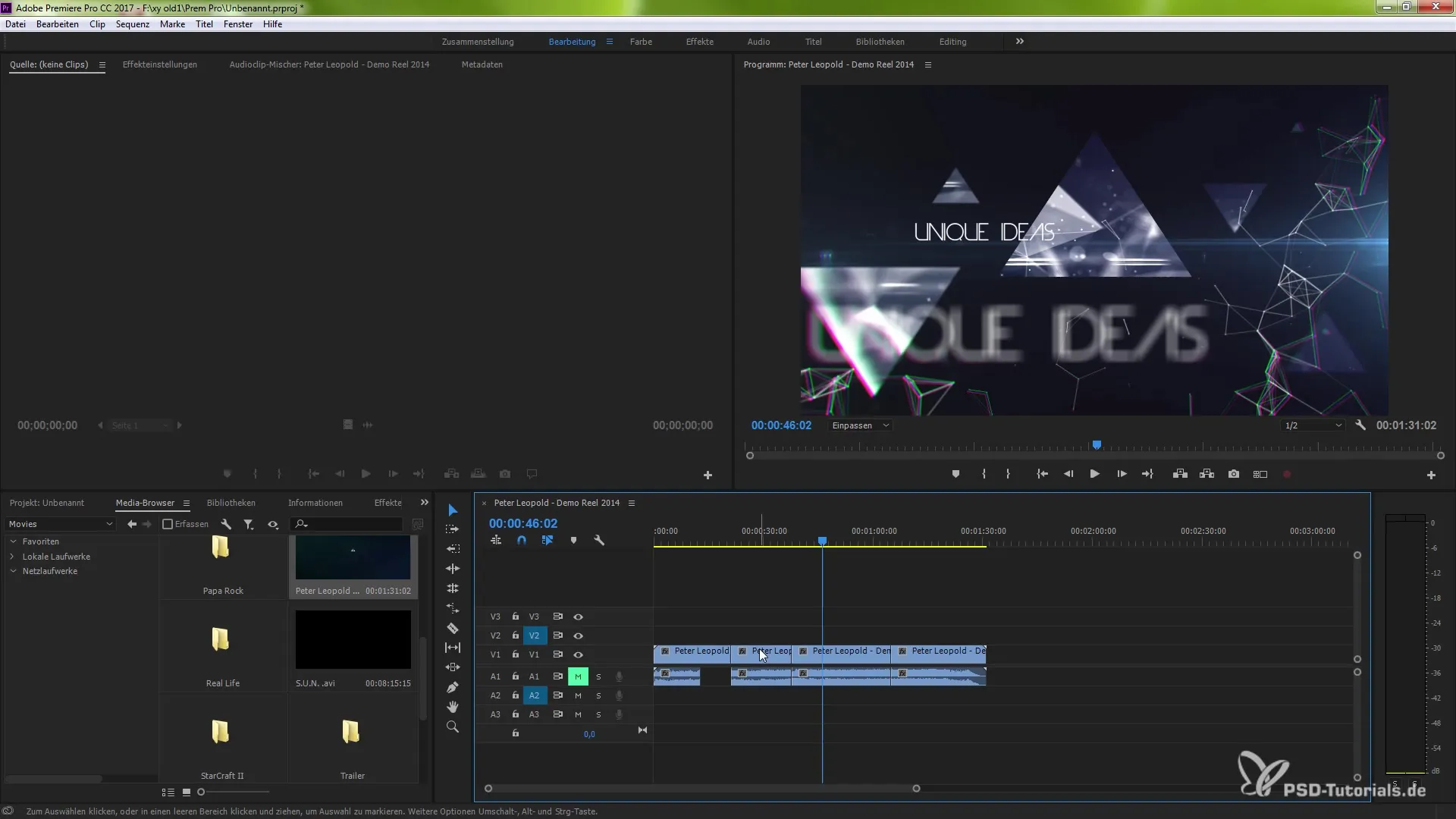 Avotu-patchošana un mērķu vadība programmā Premiere Pro CC