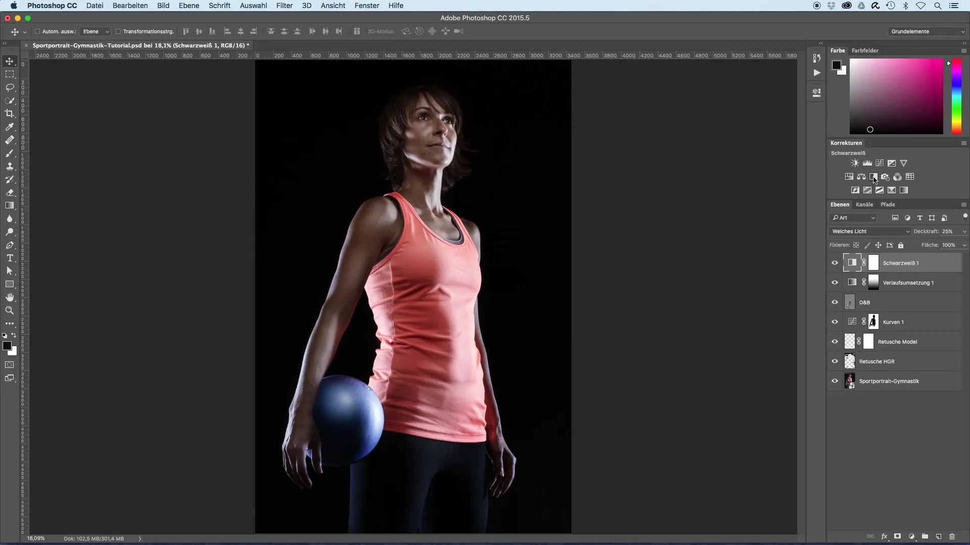 Optimera sportporträtt i svartvitt look