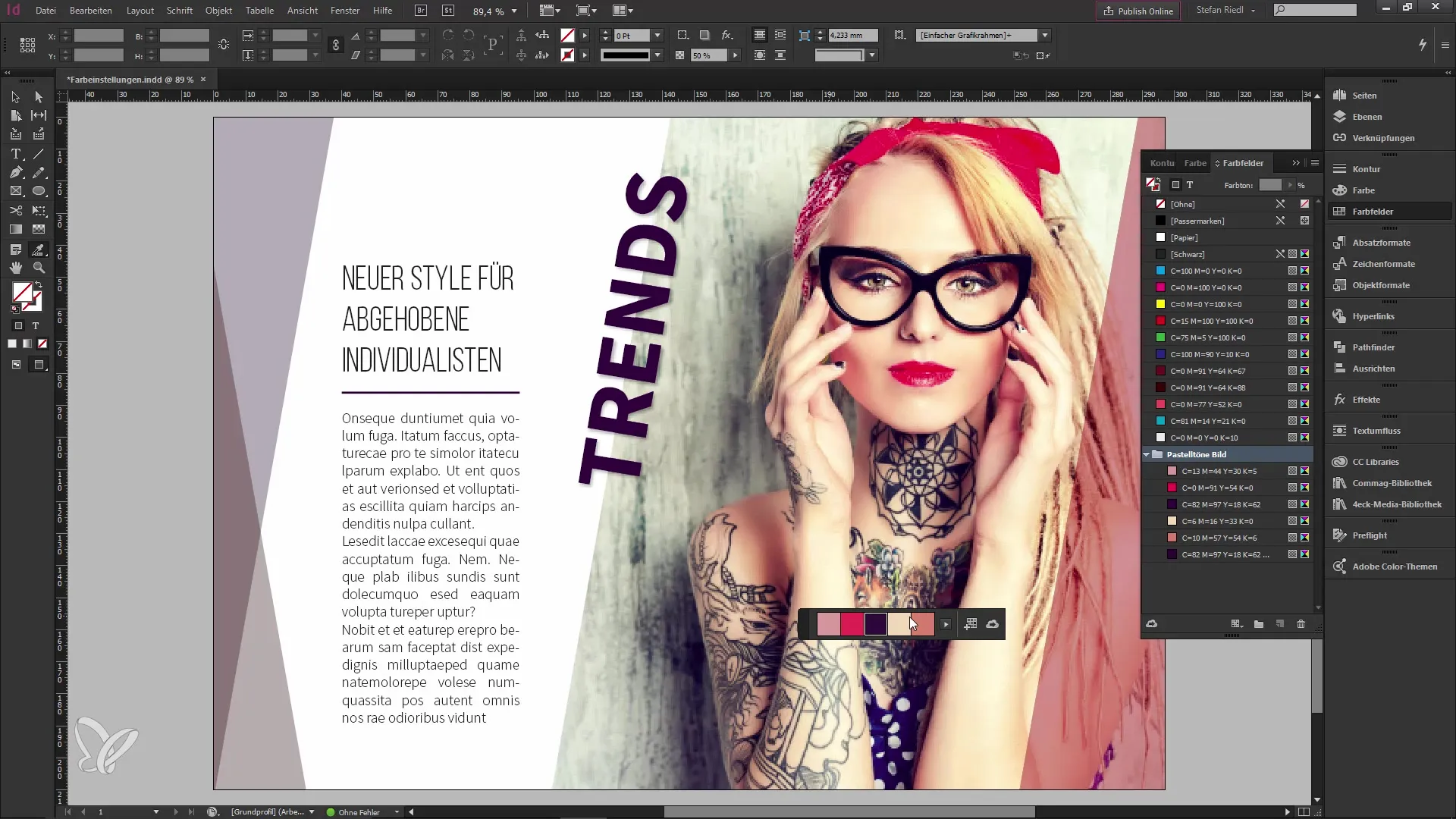 Generare automaticamente palette di colori in InDesign CC 2014.1
