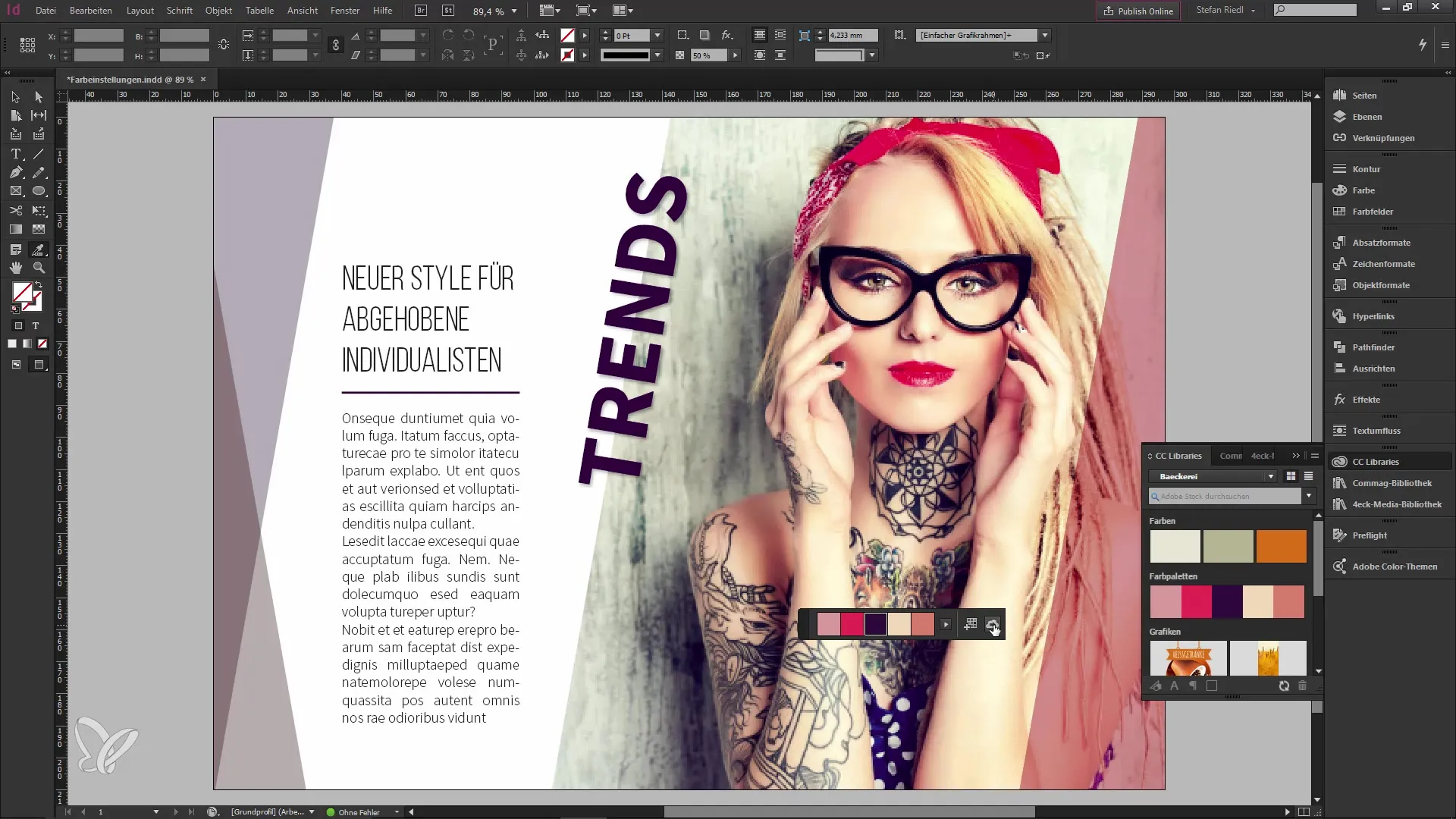 Generare automaticamente palette di colori in InDesign CC 2014.1