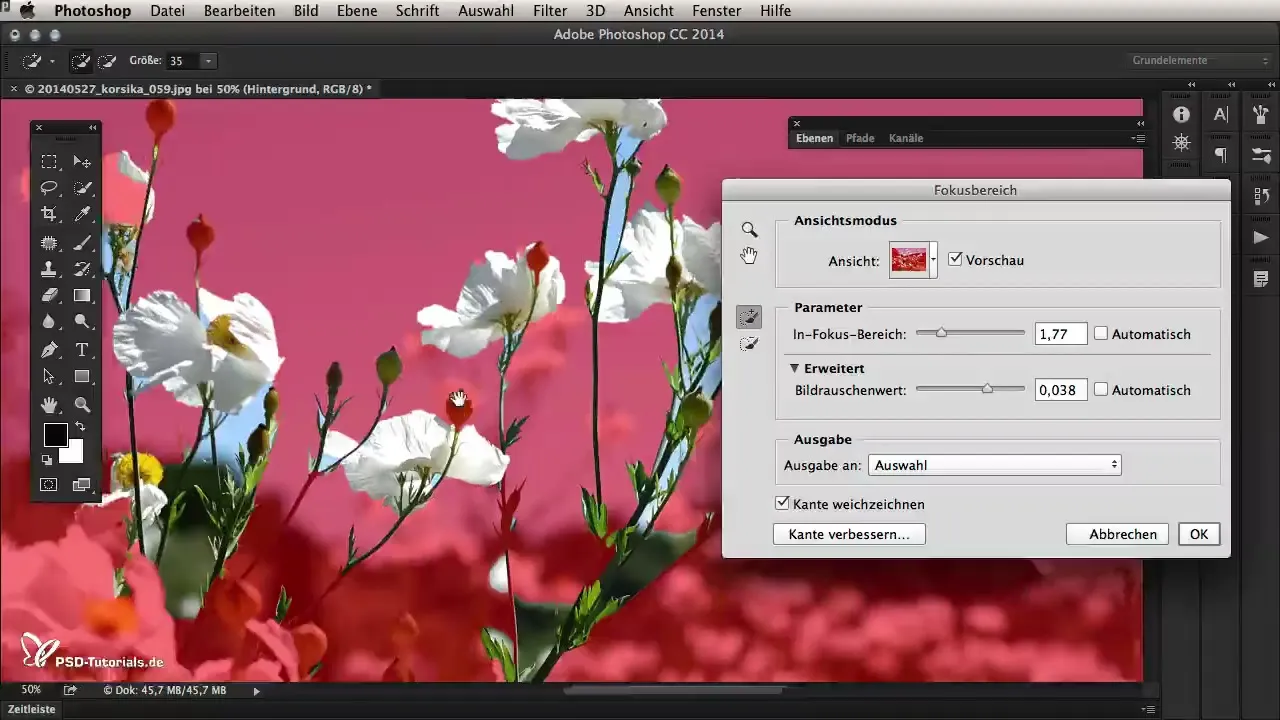 Focus area selection in Photoshop CC 2014 for creative image editing