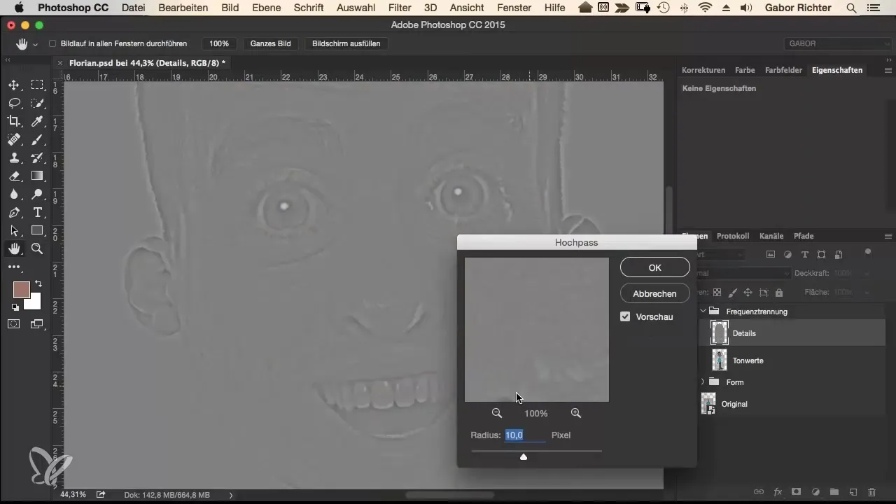 Perfect frequency separation for skin retouching
