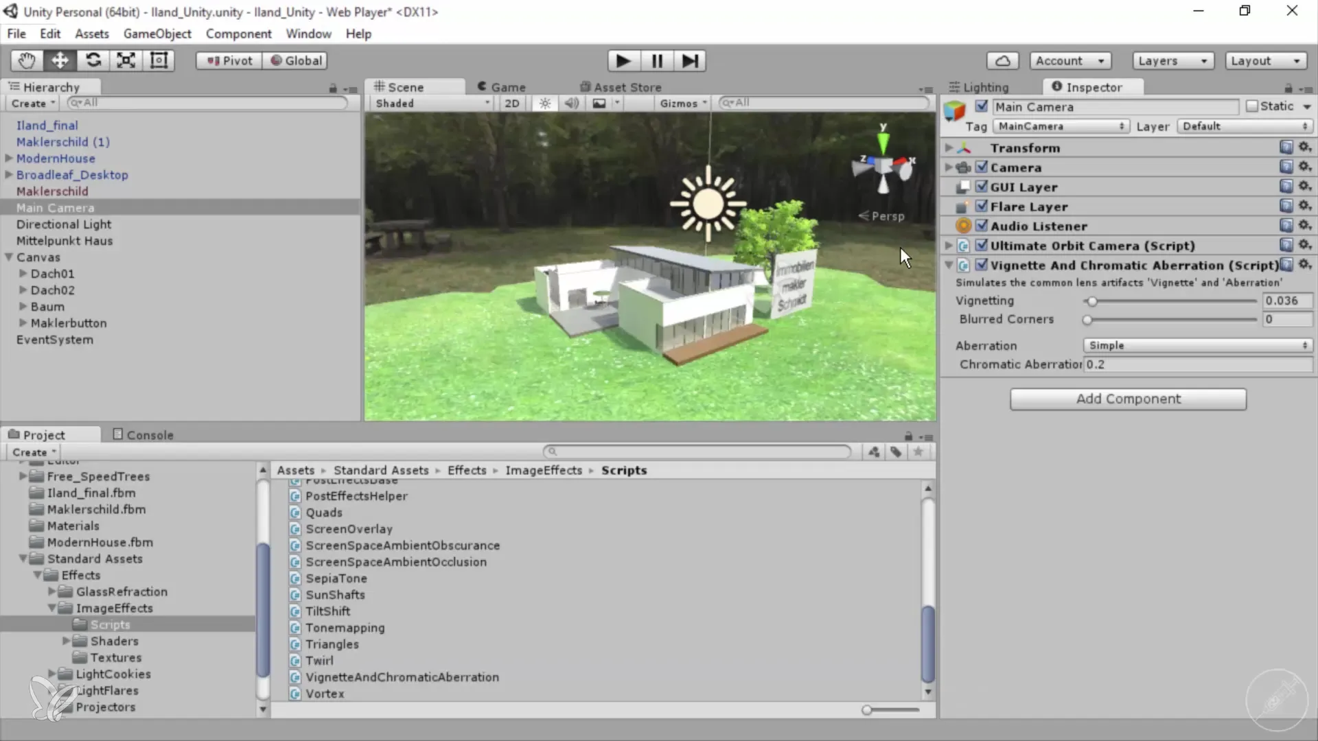 Agregar efectos de cámara para visualizaciones arquitectónicas en Unity